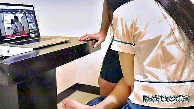 asian, asian schoolgirl, 19yo student - filipina students embarrassing moment caught on zoom