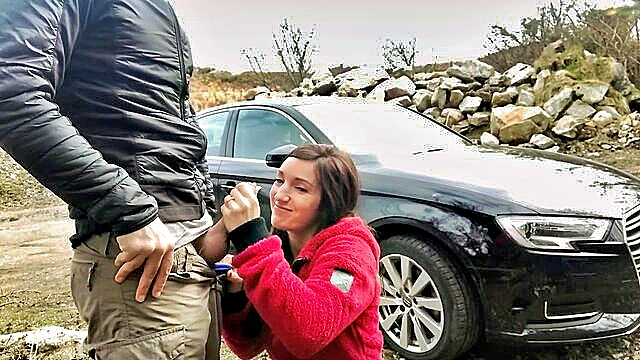 Bella Tina - sexy brunette gets creampied on roadside in hot xxx porn video