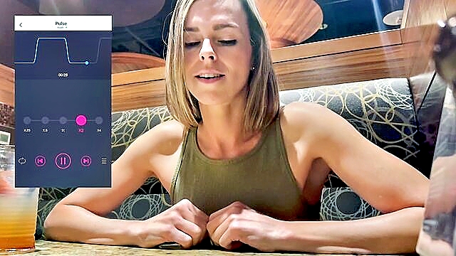 female cumming, hot wife, female orgasm - public masturbation with vibrator in restaurant   hd video