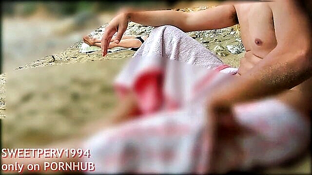 big dick flash, beach stranger, beach voyeur - real teen stranger cumshot