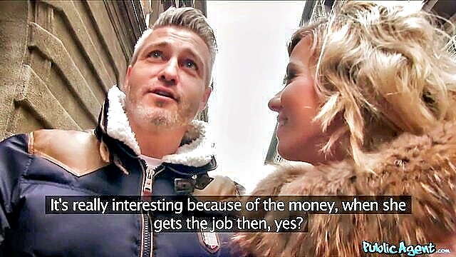 public agents stunning wife teases with props while her husband watches : Public Agent
