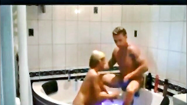 Amateur couple gets naughty in the shower, with a blonde babe giving a slobbering blowjob, leading to intense penetration and a mouthful of jizz.