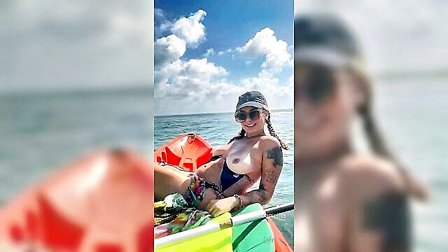 big ass, big tits, blowjob - latina babe gives a passionate deepthroat blowjob on the beach
