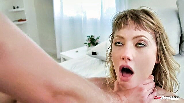 Ivory Wolfe, a pretty teen, starts off with a sensual blowjob, leading to a wild and passionate encounter with a muscular man in a steamy setting.