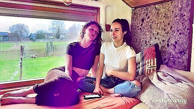 lesbian duo explores water powered pleasure in shower : Ersties