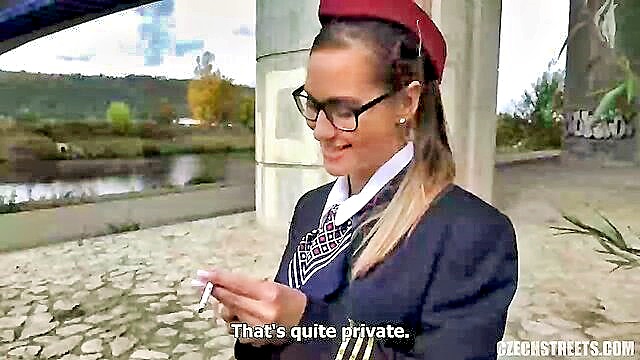 Public agent receives a messy blowjob in the Czech streets, a wild amateur encounter.