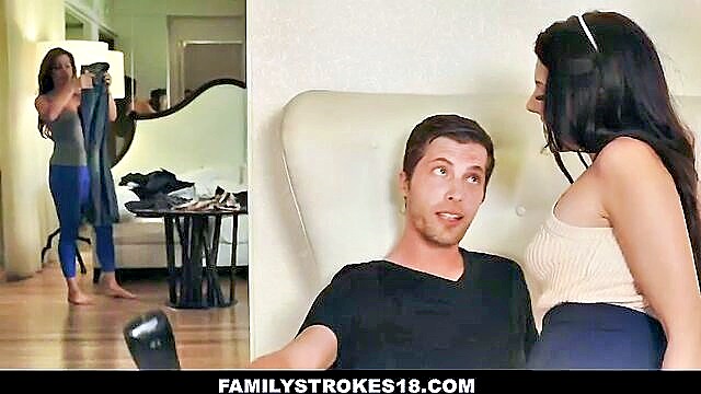 Stepmom stumbles upon passionate encounter between step-siblings, leading to intense, explicit scenes.