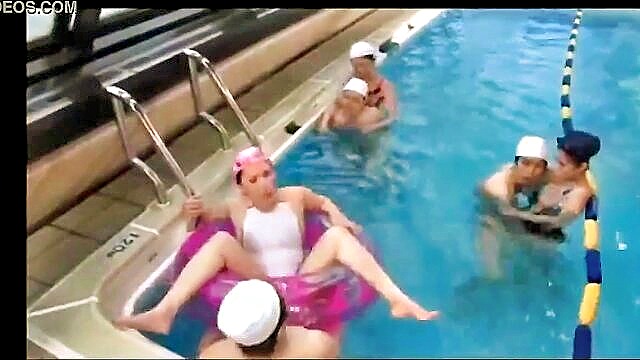 swimming pool, highdefinition, gangbang - japanese mom in swimming pool