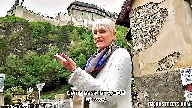 In this video, you\'ll enjoy a public POV with blonde mature Dani in Czech streets. Watch her stunning natural big tits and amazing curves.
