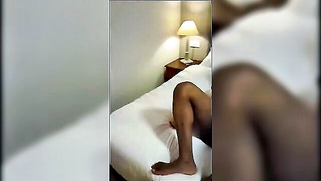 BBC action heats up in hotel room, hubby films wife\'s wild ride.