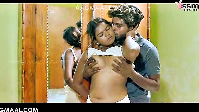 indian, big tits, blowjob - busty indian girl gets a deep throat and big cumshot