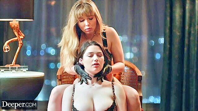 Lena and Alyx, two curvaceous sirens, submit to their BDSM master in an enticing preview image.