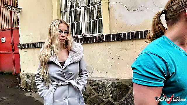 Blonde seductress, Florane Russell, in a van leads to a steamy encounter, ending in a creamy downpour.