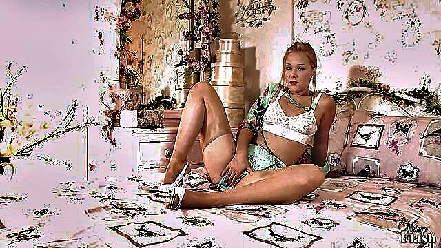 Aston Wilde - blonde beauty in satin panties and silky nylons on wwwxxxcom