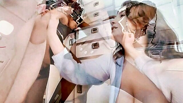 Hazel Grace - ebony pornstars wild in flight encounter with a latina stewardess